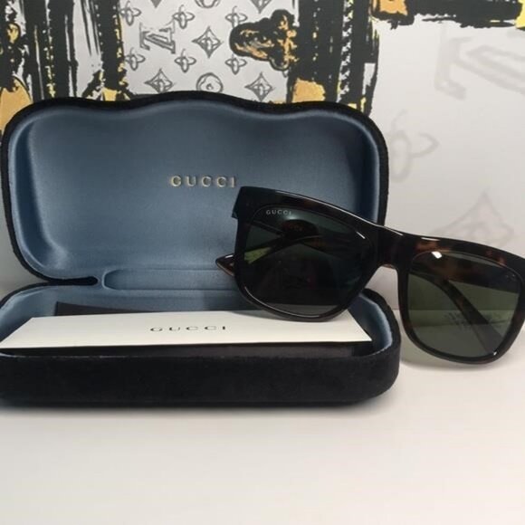 Gucci Tortoise Shell Sunglasses with Green Lenses GG0158SN 002 - Picture 8 of 12